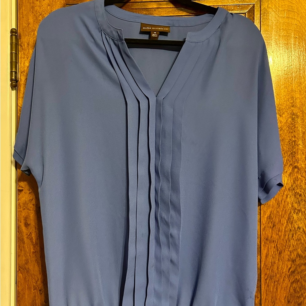 Dana Buchman Soft Blue V-Neck Blouse